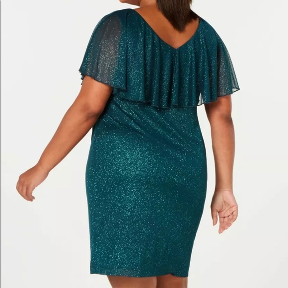 Formal Short Cocktail Plus Size 16W 22W Dress Overlay Green Gown CONNECTED - Picture 3 of 7